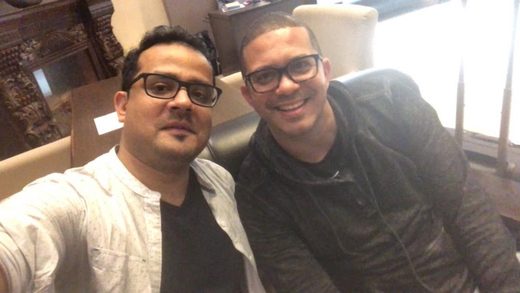 Mahabir with his friend Jaa St. Julien, over from the US